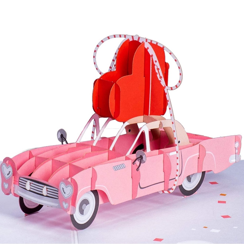 Paper Love 3D Pop Up Card, Car with Heart, For Valentines Day, Mothers Day